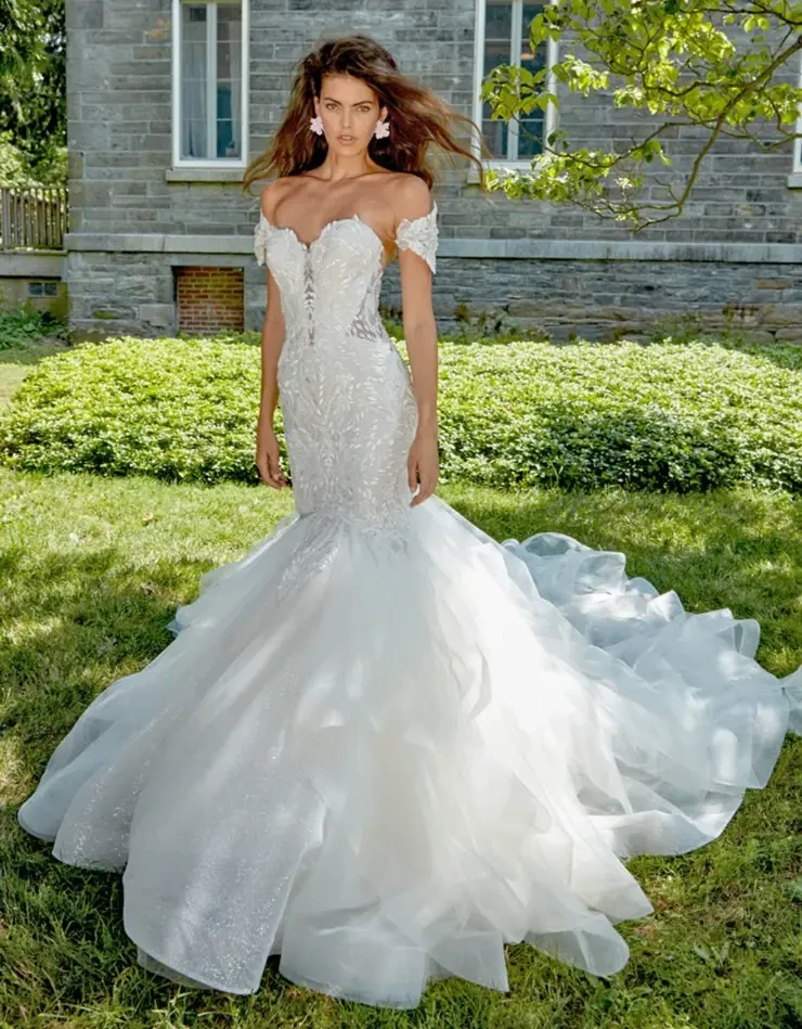 Photo of the models wearing an wedding gowns