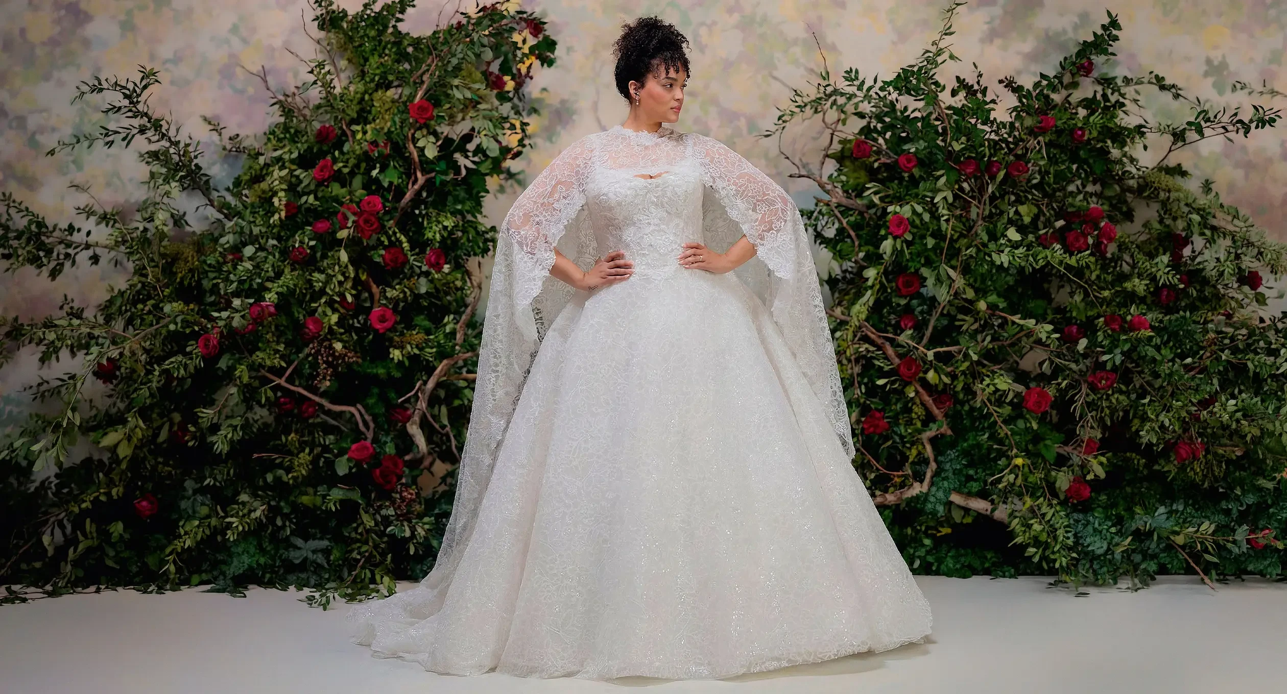 Photo of the model wearing an wedding gowns