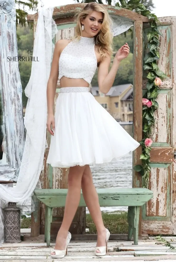 Model wearing a white wedding dress