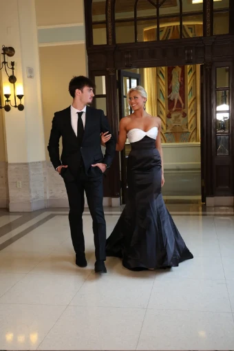 Sherri Hill 56058 $5 Ivory/Black thumbnail