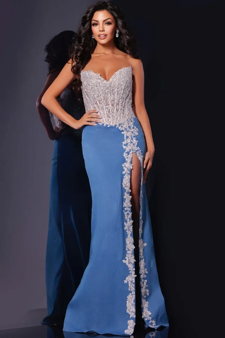 Jovani Style #43341 #0 default Off White/Denim picture