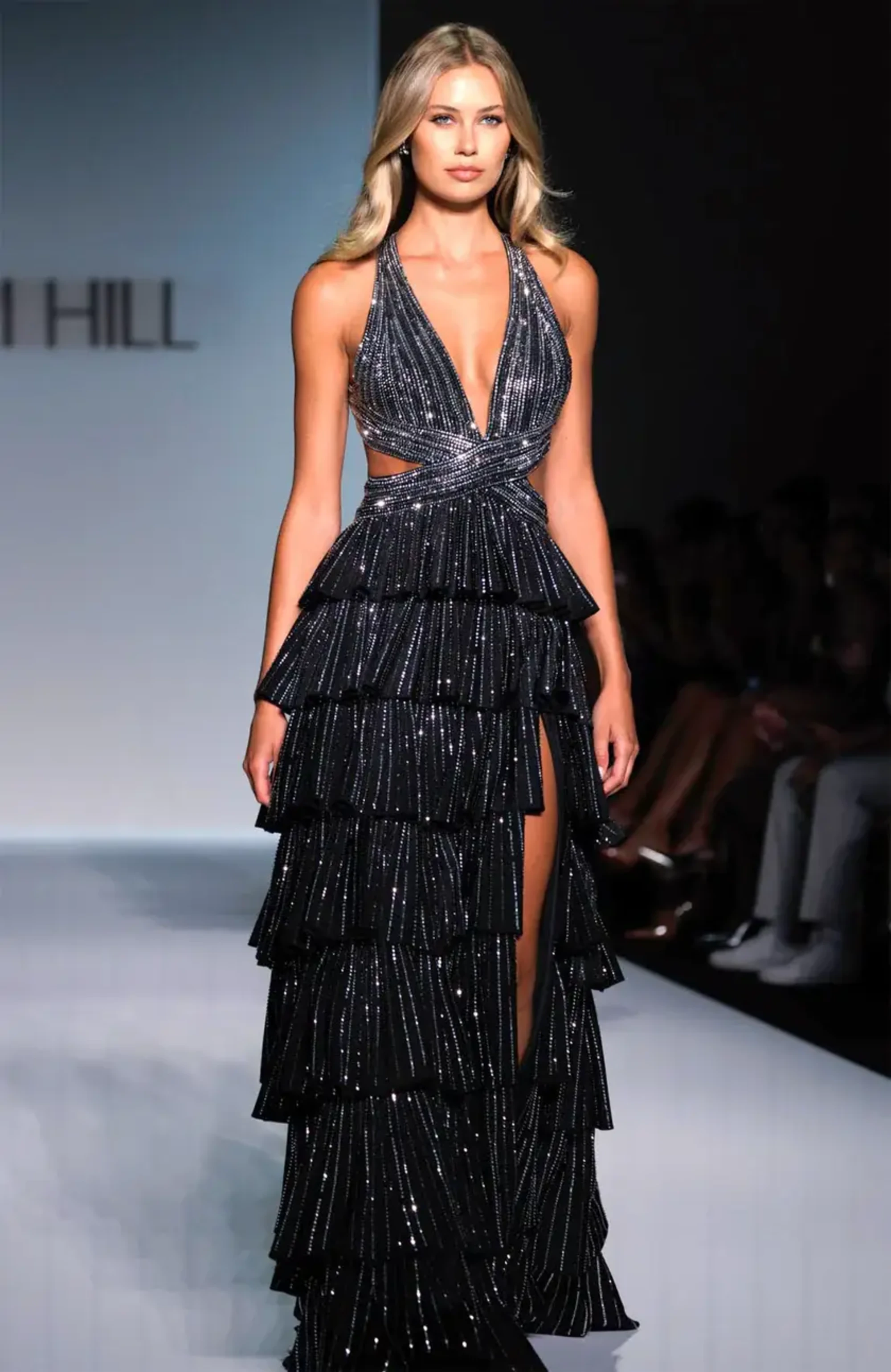 sherri hill 54255 beaded plunging v neck evening dress Sherri Hill