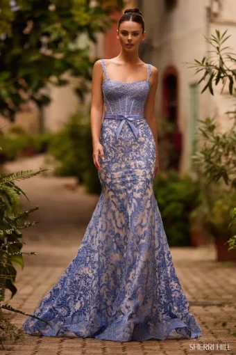 Sherri Hill Style #57150 $2 Ivory/Blue thumbnail