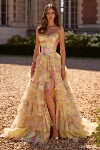 Sherri Hill Style #57727 $0 default Light Yellow Print thumbnail